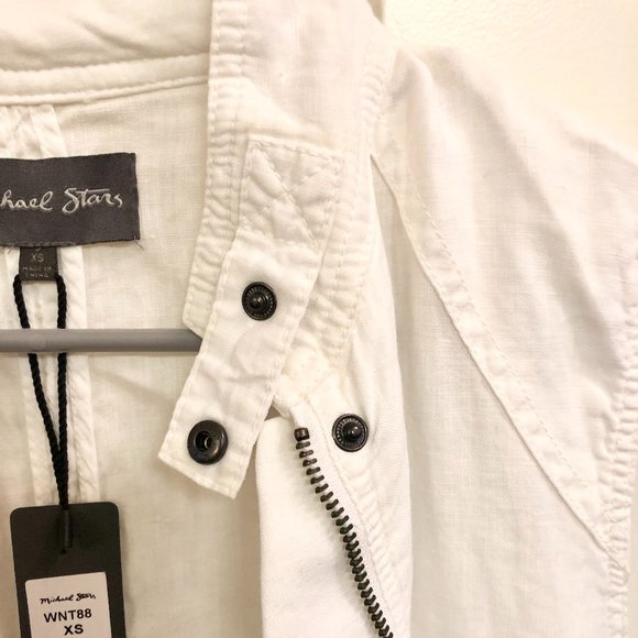 Michael Stars Linen Moto Vest Size XS NWT White - Picture 10 of 13